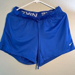 Nike Blue Athletic Shorts with Elastic Waistband Dri-Fit SZ S High-Waist Stretch